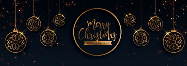 Banner decorativo premium golden merry christmas