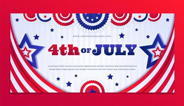Banner degradado del 4 de julio con rayas