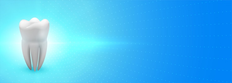 Vector gratuito banner de dentista con dientes 3d y espacio de texto