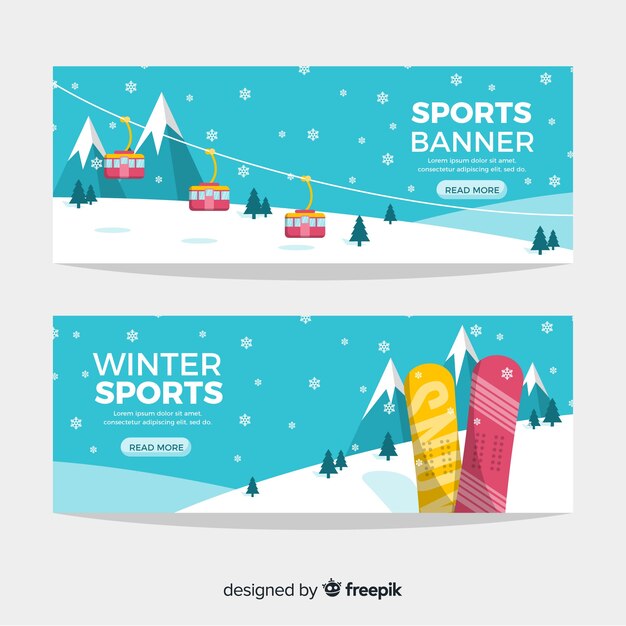 Banner de deporte de invierno