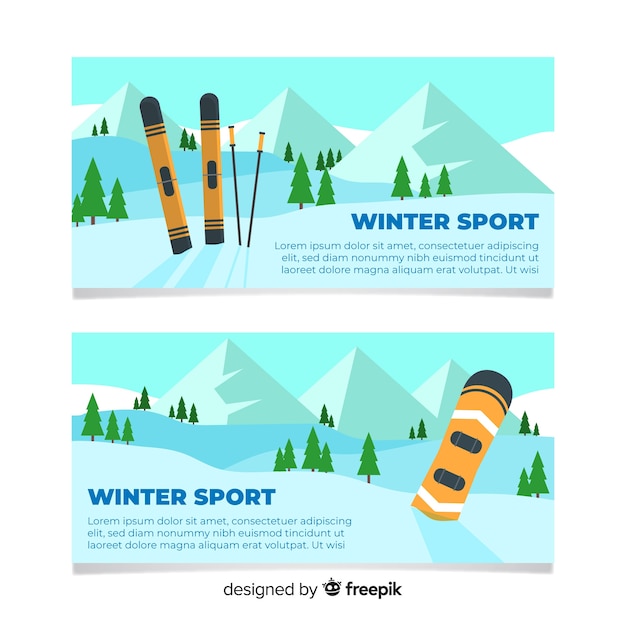 Banner de deportes de invierno