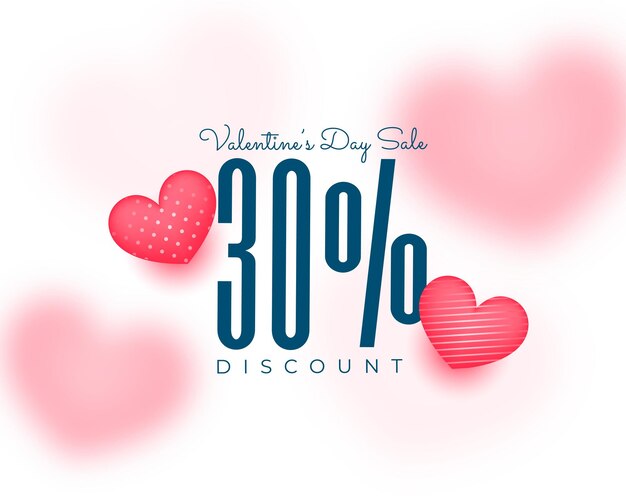 Banner de descuento del día de San Valentín con corazones 3d