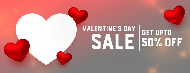 Banner de descuento y venta de celebración del día de san valentín