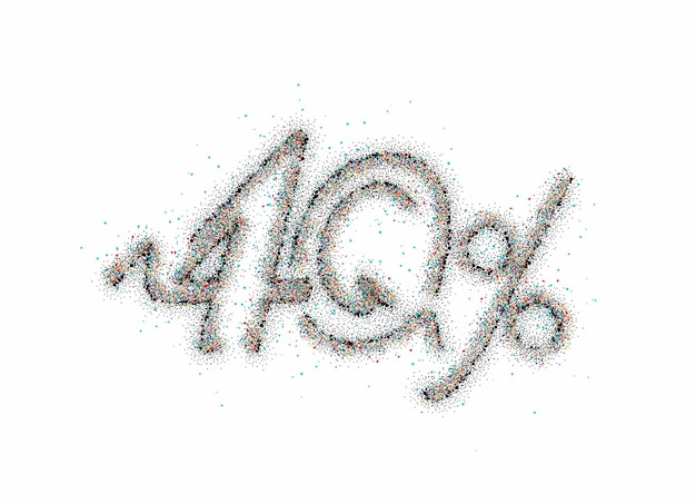 Banner de descuento de venta de partículas del 40%. Precio de oferta de descuento. Ilustración de vector.