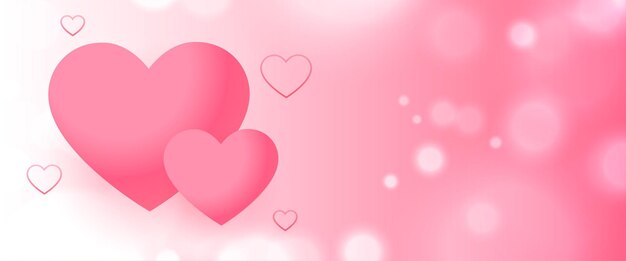 Banner de deseos de amor y romance del día de san valentín con corazones de amor