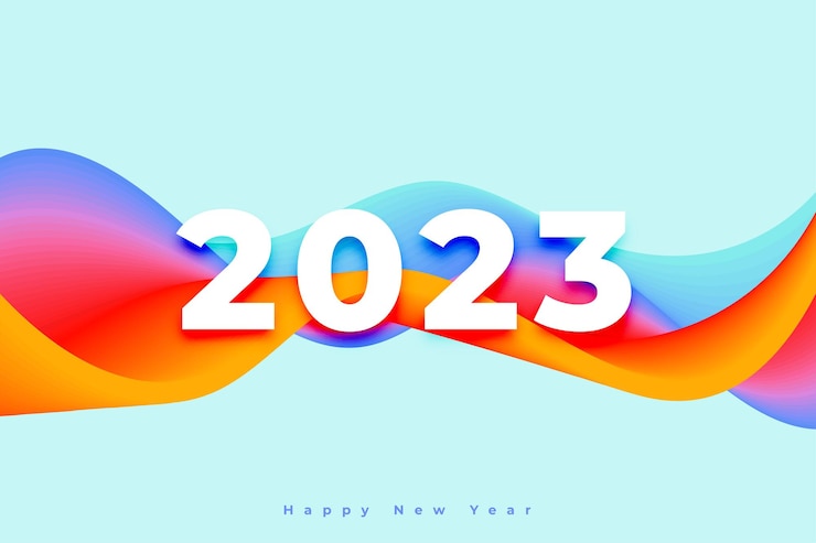 Vector gratuito banner de deseos de año nuevo de estilo moderno con texto de letras 2023