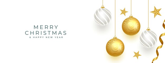 Banner de deseos de feliz navidad con bola colgante