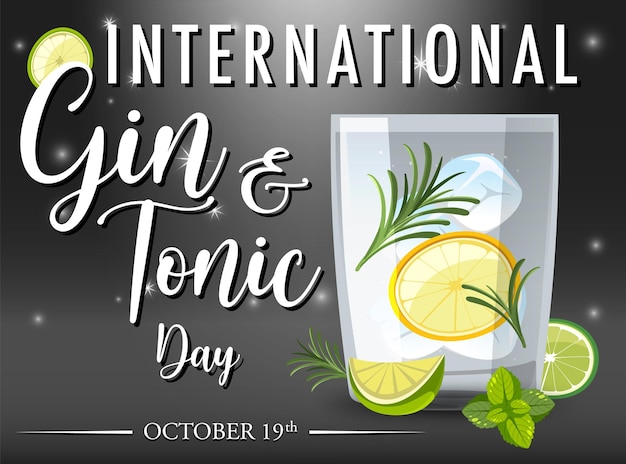 Vector gratuito banner del día internacional del gin tonic