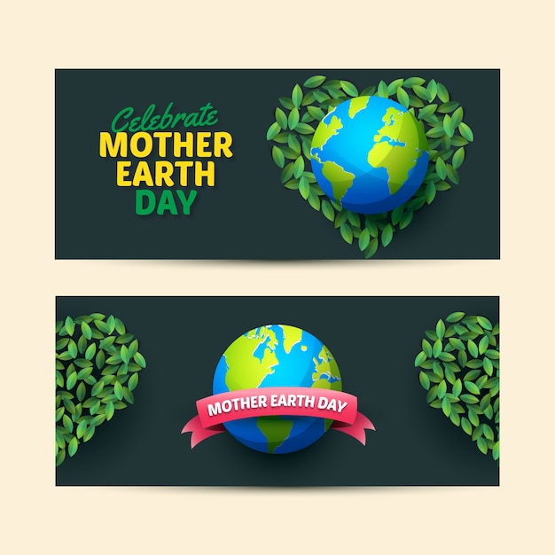 Vector gratuito banner del día de la madre tierra en diseño plano