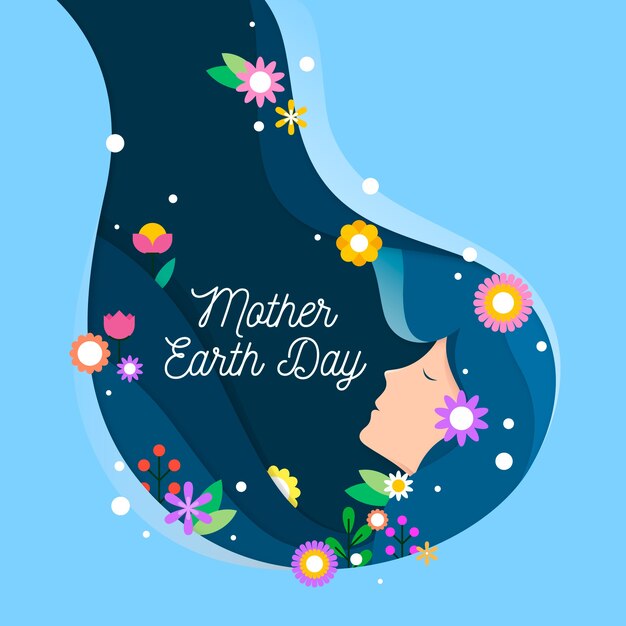 Banner del día de la madre tierra con mujer