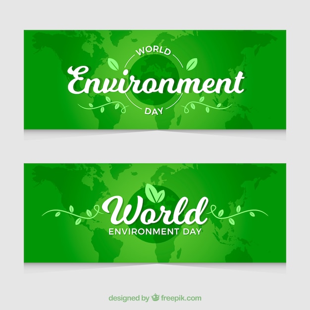 Vector gratuito banner del día del medioambiente con diseño verde