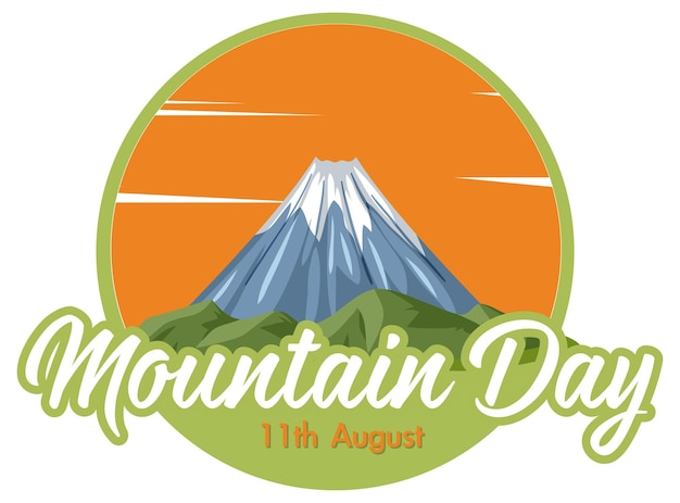 Banner del día de la montaña el 11 de agosto con el monte fuji