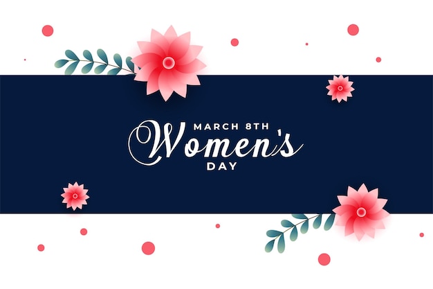 Banner del día de la mujer con hermosa tarjeta de felicitación de flores