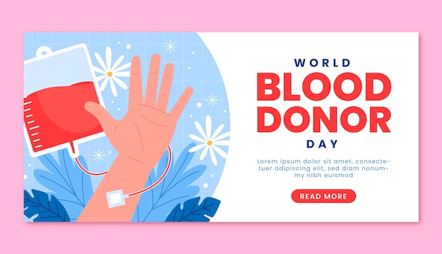 Banner del día mundial del donante de sangre dibujado a mano