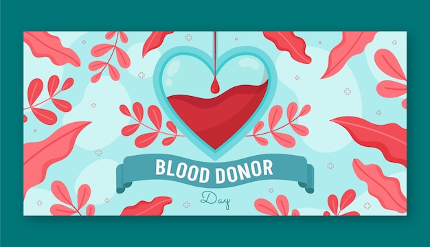 Vector gratuito banner del día mundial del donante de sangre dibujado a mano