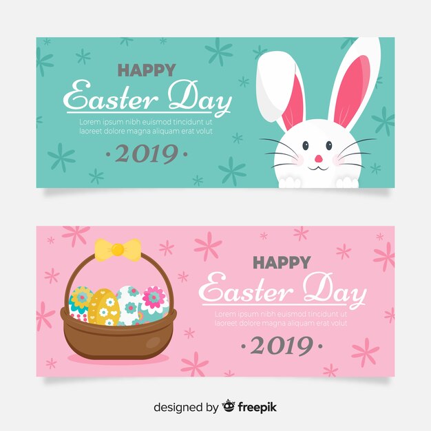 Banner día de pascua dibujado a mano