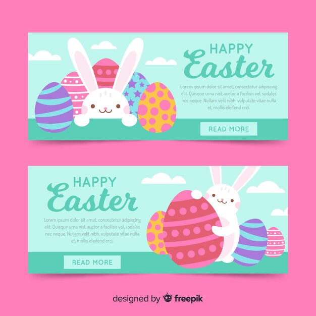Banner del día de pascua en diseño plano