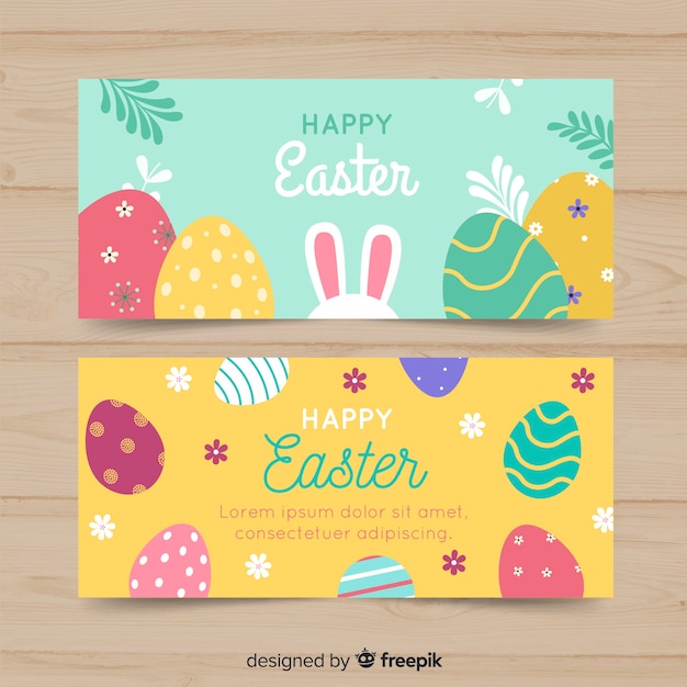 Banner del día de pascua en diseño plano