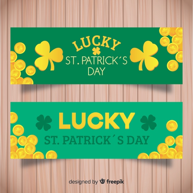 Vector gratuito banner del día de san patricio en diseño plano