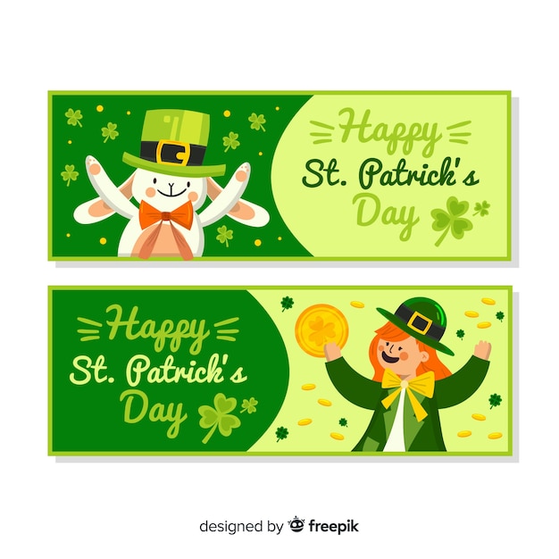 Banner del día de san patricio en diseño plano