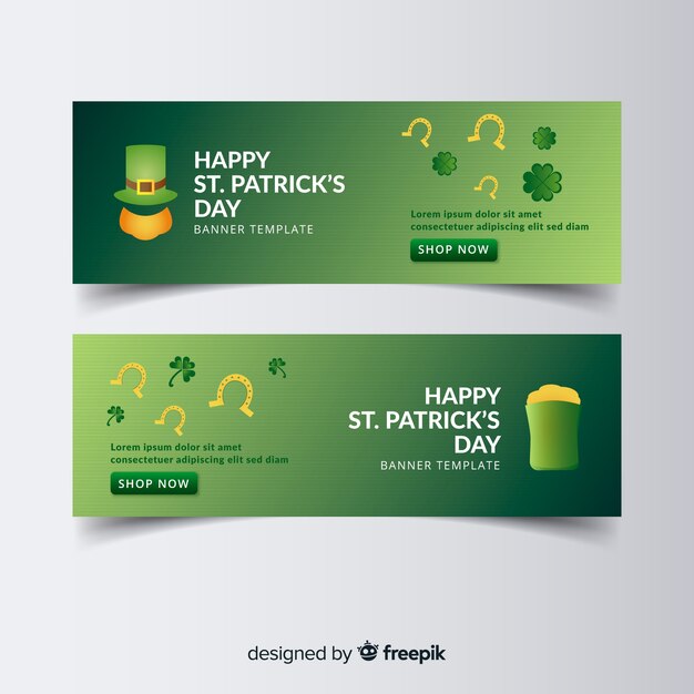 Banner del día de san patricio en diseño plano