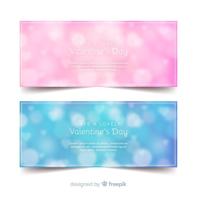 Banner día de san valentín borroso