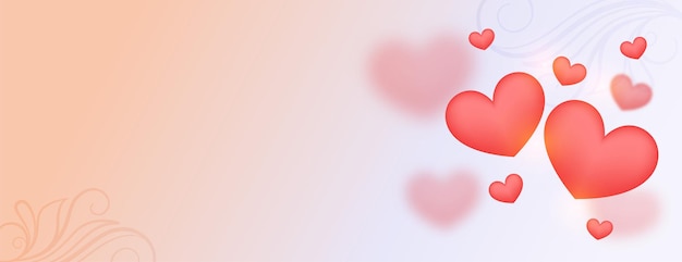 Banner de día de san valentín de corazones flotantes suaves encantadores