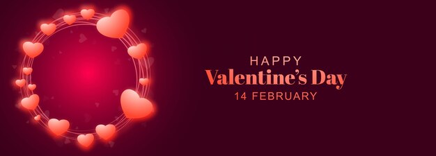 Banner del día de San Valentín con corazones