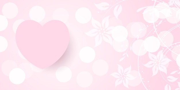 Banner del día de san valentín con luces bokeh y diseño floral