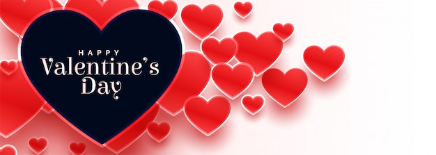 Banner del día de san valentín con muchos corazones rojos