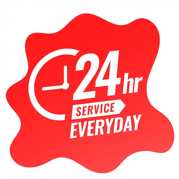 Banner diario de servicio 24 horas con diseño de reloj.