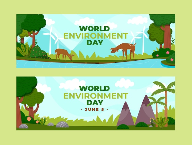 Vector gratuito banner dibujado a mano día mundial del medio ambiente