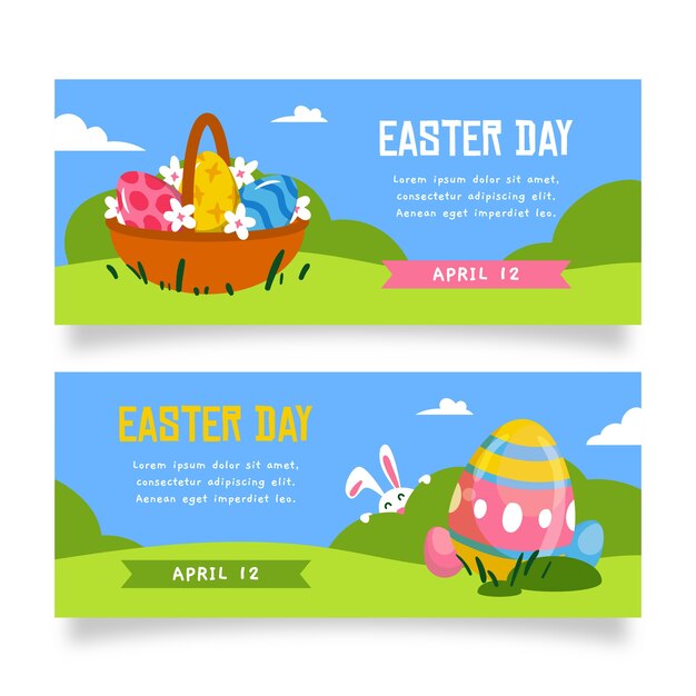 Banner dibujado a mano del día de Pascua