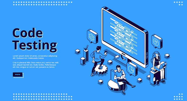 Vector gratuito banner de dibujos animados de prueba de código