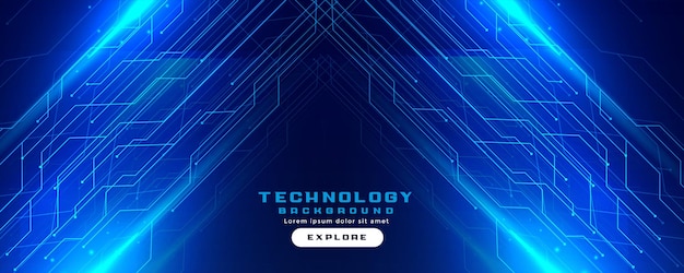 Banner digital de líneas de circuito de tecnología.