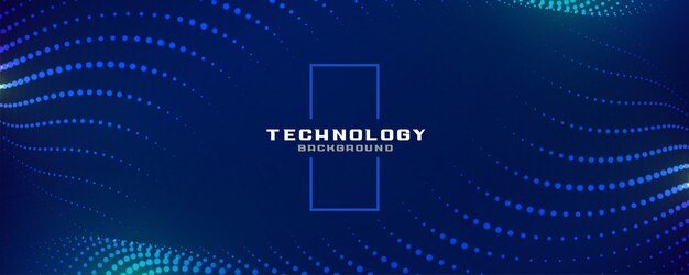 Banner digital de partículas brillantes azules de tecnología