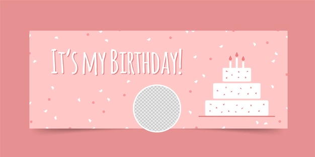 Banner de diseño de cumpleaños plano