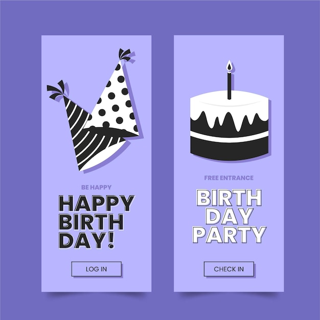 Banner de diseño de cumpleaños plano