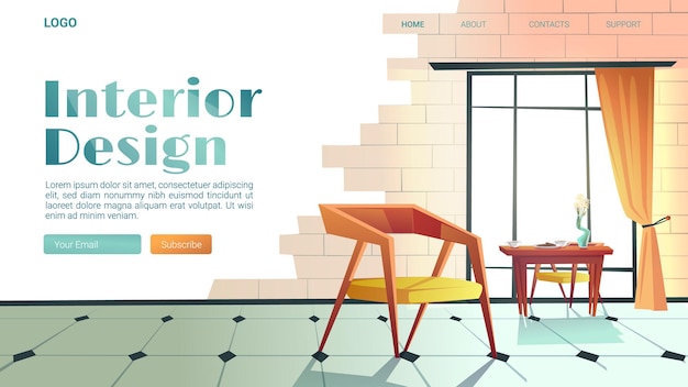 Vector gratuito banner de diseño de interiores con estilo moderno de casa