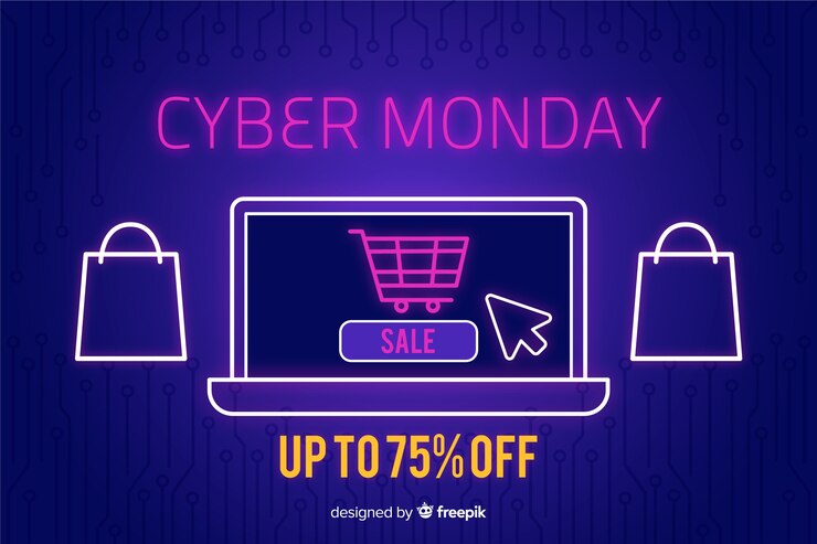 Vector gratuito banner de diseño plano de cyber monday