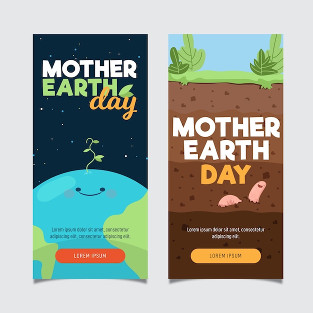 Vector gratuito banner de diseño plano día de la madre tierra