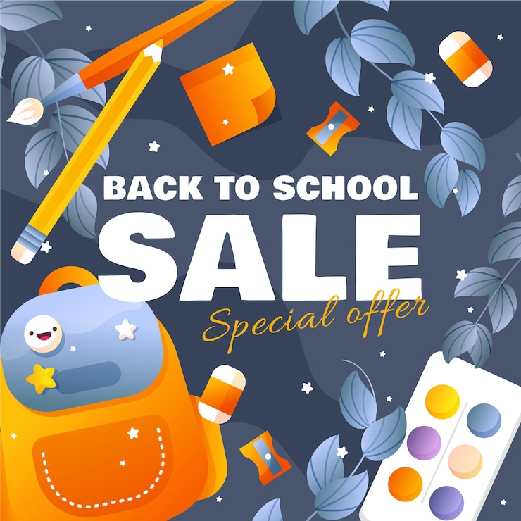 Vector gratuito banner de diseño plano de regreso a la escuela de ventas
