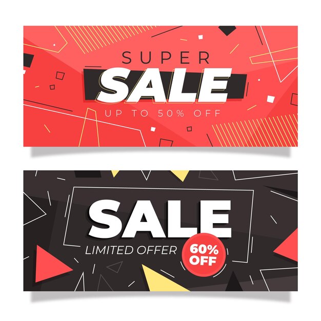 Banner de diseño plano de super venta
