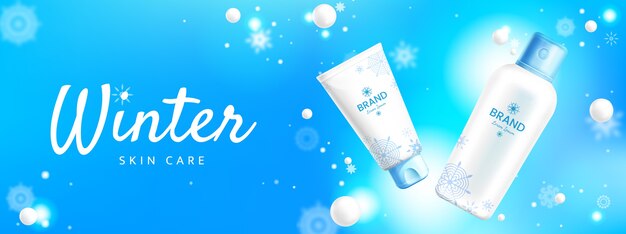 Banner de diseño de productos de belleza de invierno