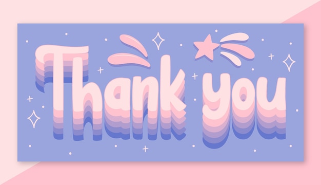 Vector gratuito banner de diseño de texto de agradecimiento dibujado a mano