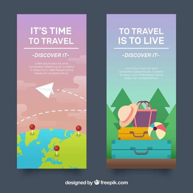 Banner con diseño de viaje