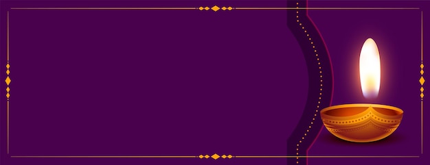 Banner de diwali púrpura con espacio de texto