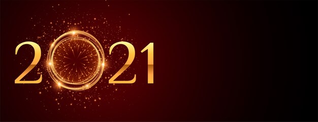 banner dorado brillante para feliz año nuevo