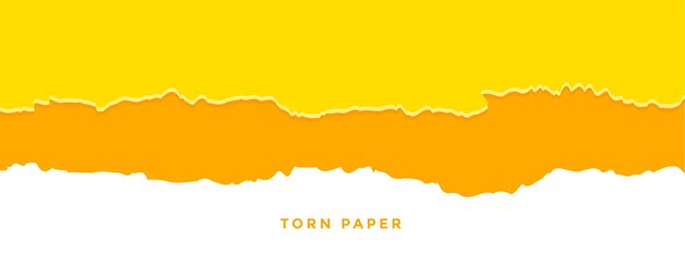 Banner de efecto de papel rasgado naranja y amarillo