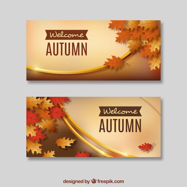 Vector gratuito banner elegante de otoño